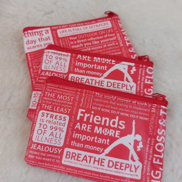 Lululemon Red Slogan Zipper Closure Coin/Card Holder Pouch - Picture 4 of 9